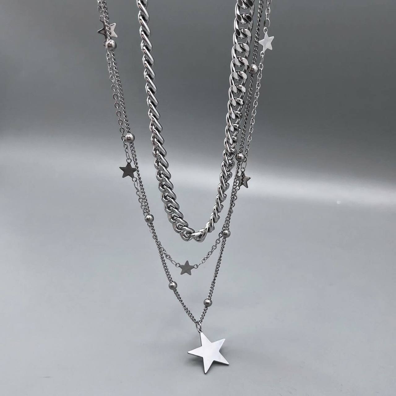 گردنبند سه لاین استیل ستاره✨